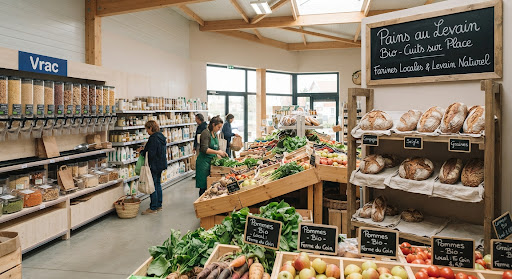 Rayon boulangerie d'un magasin bio